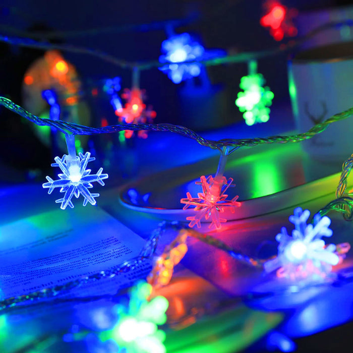 Dazzle Bright 100 LED Christmas Snowflakes String Lights, 49FT, Waterproof, Multi-Colored, 8 Modes, Model HB-300COI