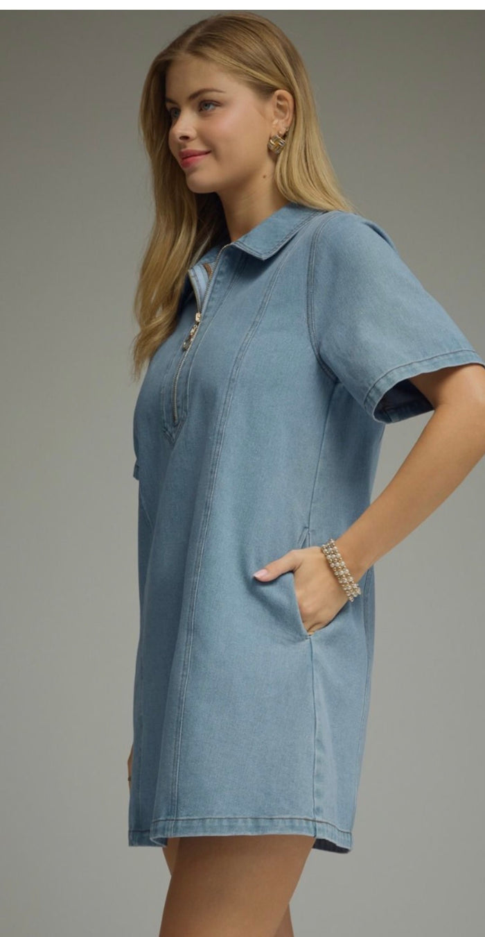 Denim collared dress