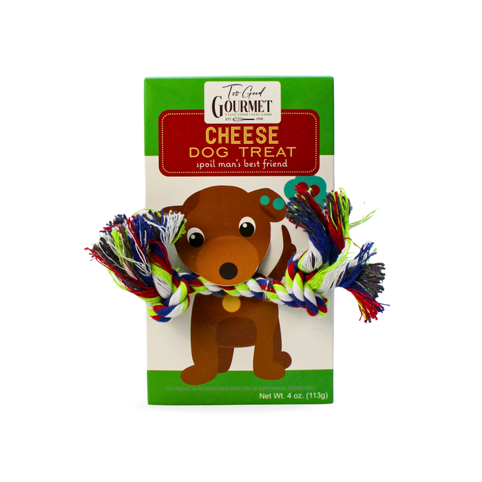 Dog Gift Set – Treats with Rope Toy: Peanut Butter or Cheese
