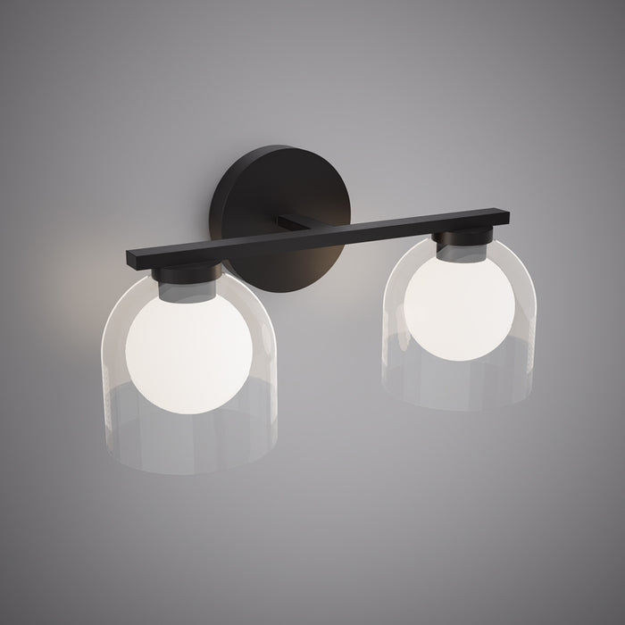 2 Lights Elfin 14-in Vanity Light Matte Black  Dimmable 100W