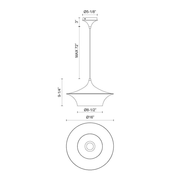Emiko 16-in Steel Pendant