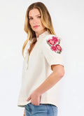 Emmie Embroidered Top in Ivory