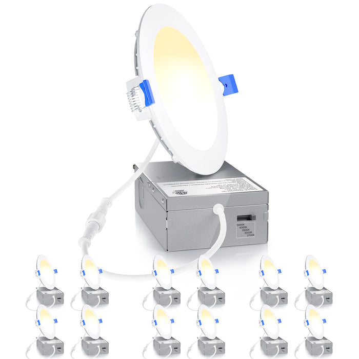 Ensenior 4 Inch LED Recessed Light, Dimmable 2700K-5000K, 750LM, Aluminum, Model WM25W27V40KDP0,