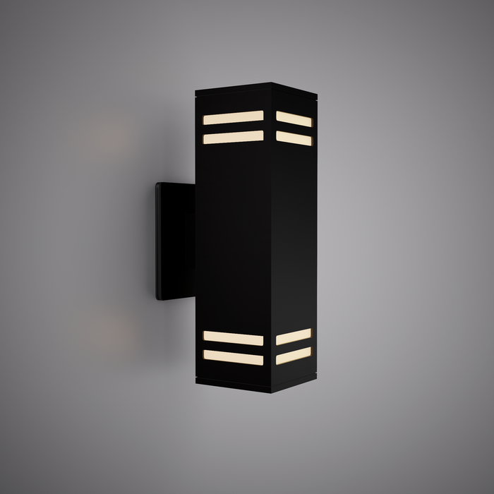 Exterior Up/Down Wall Sconce Black Powder Coated   Dimmable