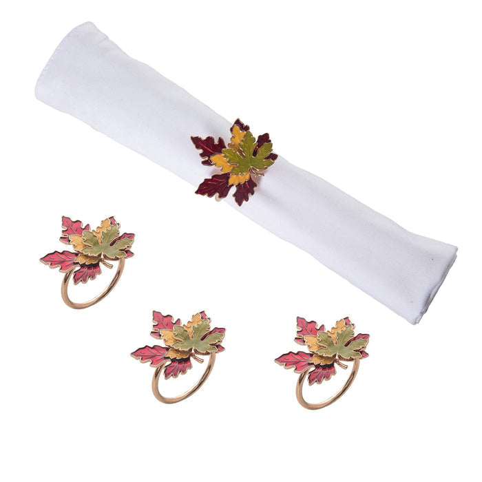 Fall/Harvest Maple Leaves Napkin Ring Set 4