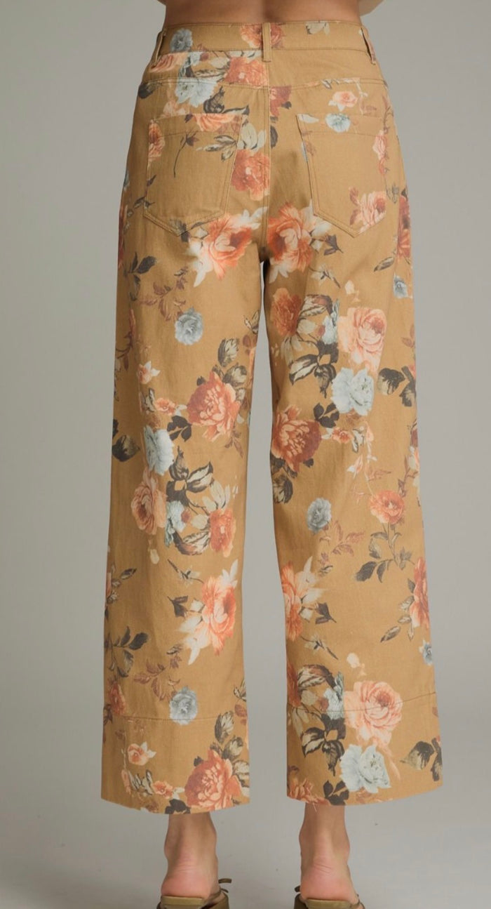 Floral print wide leg pants