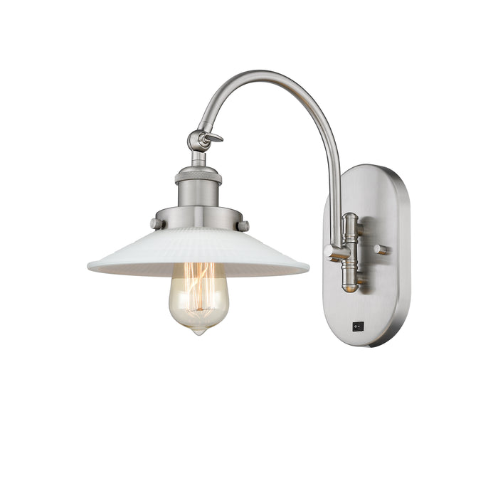 Brushed Satin Nickel / Matte White Halophane