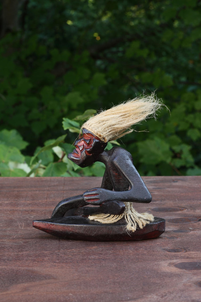 G6 Collection Wooden Handmade Tiki Kayaking Canoe Sculpture, 5 inch