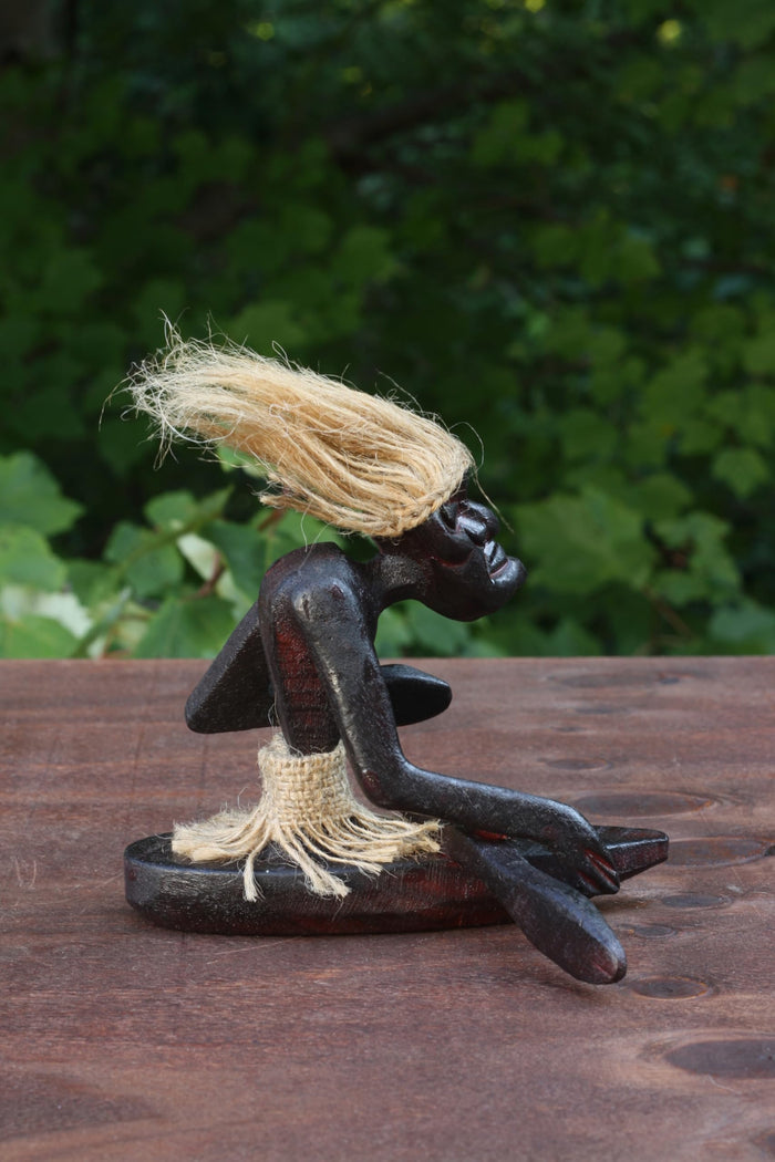 G6 Collection Wooden Handmade Tiki Kayaking Canoe Sculpture, 5 inch