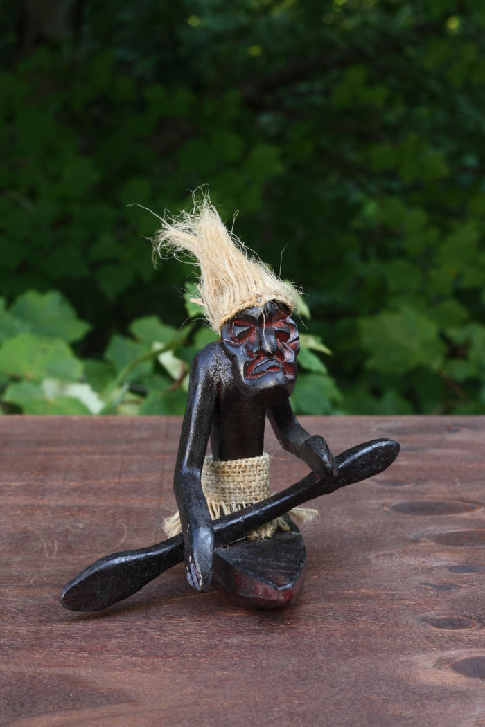 G6 Collection Wooden Handmade Tiki Kayaking Canoe Sculpture, 5 inch