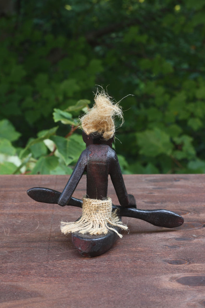 G6 Collection Wooden Handmade Tiki Kayaking Canoe Sculpture, 5 inch