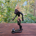 G6 Collection Wooden Handmade Tiki Playing Soccer Statue, 8 inch