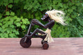 G6 Collection Wooden Handmade Tiki Riding Tricycle Statue, 6 inch