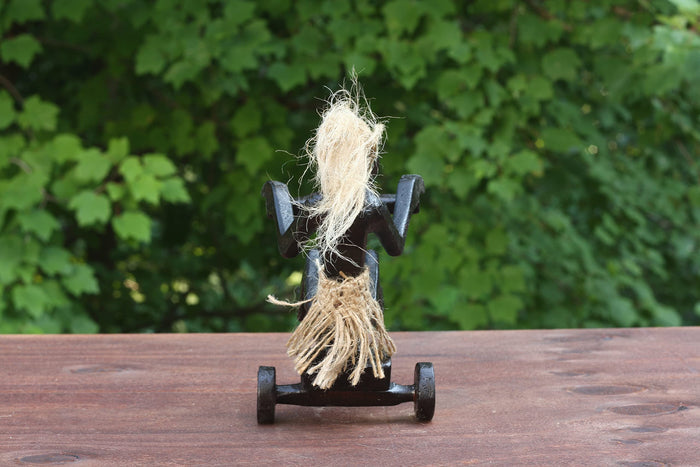 G6 Collection Wooden Handmade Tiki Riding Tricycle Statue, 6 inch
