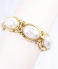 Galant Framed Pearl Stretch Bracelet Gold