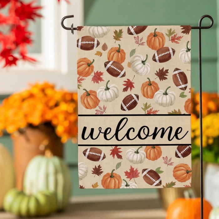Game Day Welcome Burlap Garden Flag