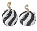 Glossy Black & White Spiraled Resin Pumpkin