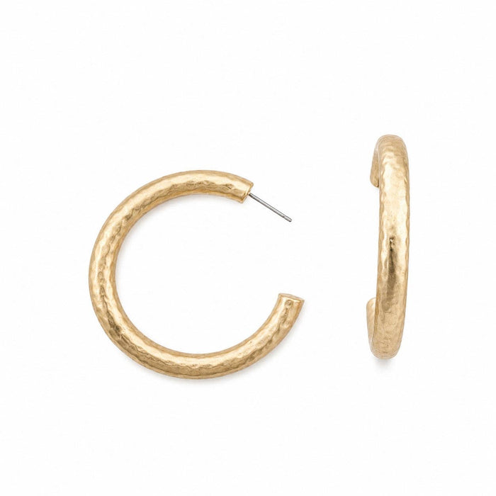Gold Hammered Hoop Earring