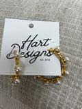 Gold pearl stud hoops
