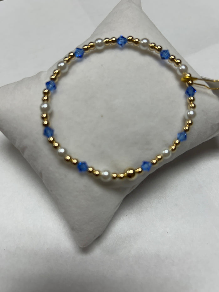 Good Filled, Sapphire, and Pearl Beads Bracelet