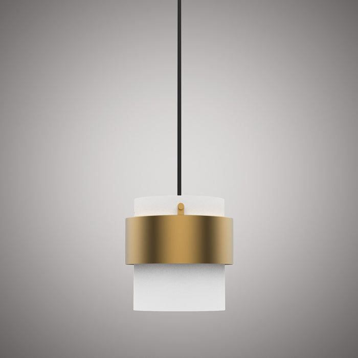 1 Lights Grace 7-in White Opal Glass Pendant Aged Brass
