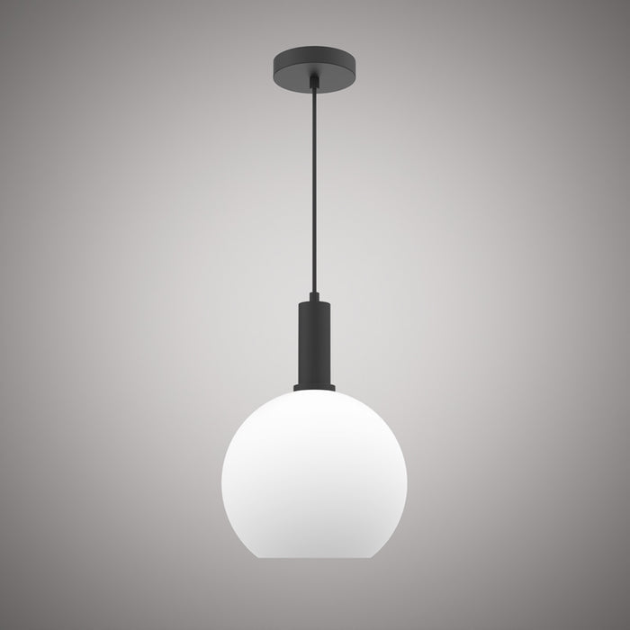 1 Lights Grace 7-in White Opal Glass Pendant Matte Black