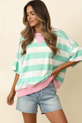 Green stripe mixed top