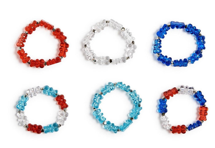 Gummy Bears & Stars Elastic Bracelet Unit Includes 6 Colorations