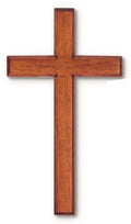 H. J. Sherman 10" Wall Cross, Mahogany Wooden Religious Hanging Cross for Home, Prayer Room or Church, Sold as 1 Pack