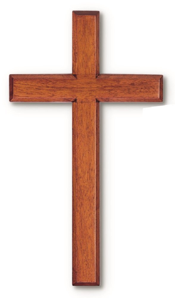 H. J. Sherman 10" Wall Cross, Mahogany Wooden Religious Hanging Cross for Home, Prayer Room or Church, Sold as 1 Pack