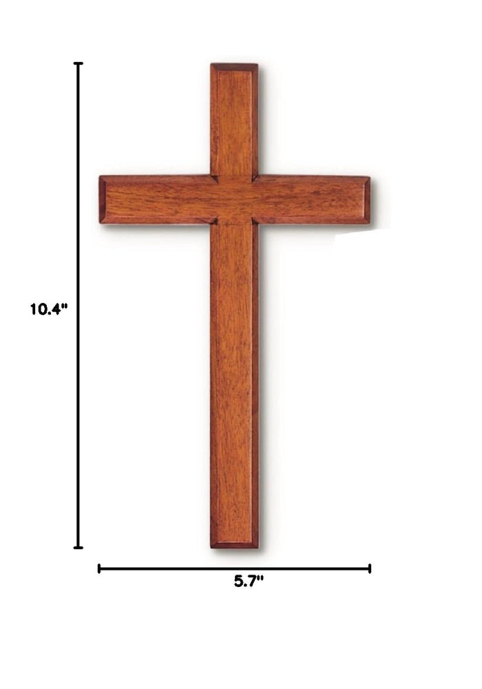 H. J. Sherman 10" Wall Cross, Mahogany Wooden Religious Hanging Cross for Home, Prayer Room or Church, Sold as 1 Pack