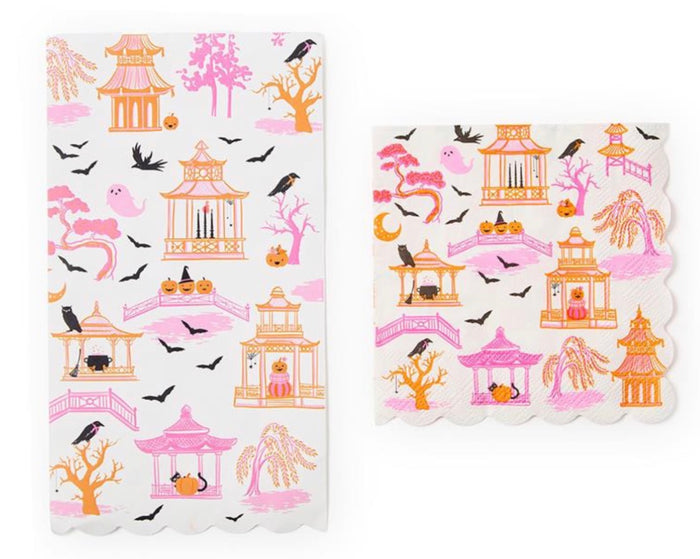 Haunted Pagoda 3-Ply Scalloped Edge Paper Napkin