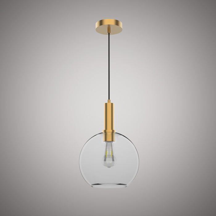 1 Lights Haven 10-in Clear Glass Pendant  Aged Brass