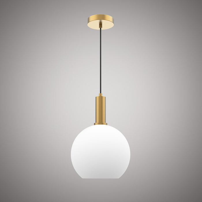 1 Lights Haven 10-in White Opal Glass Pendant  Aged Brass