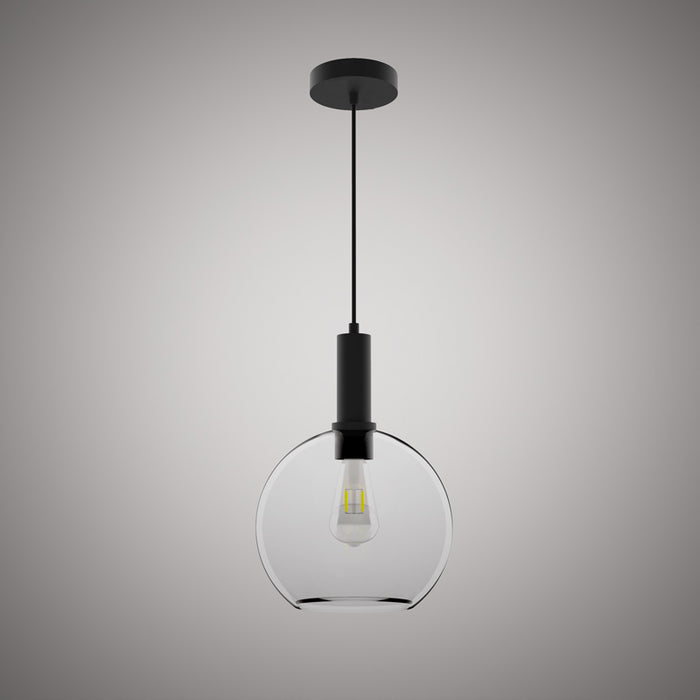 1 Lights Haven 10-in Clear Glass Pendant  Matte Black