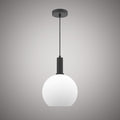 1 Lights Haven 10-in Matte Black Pendant White Opal Glass