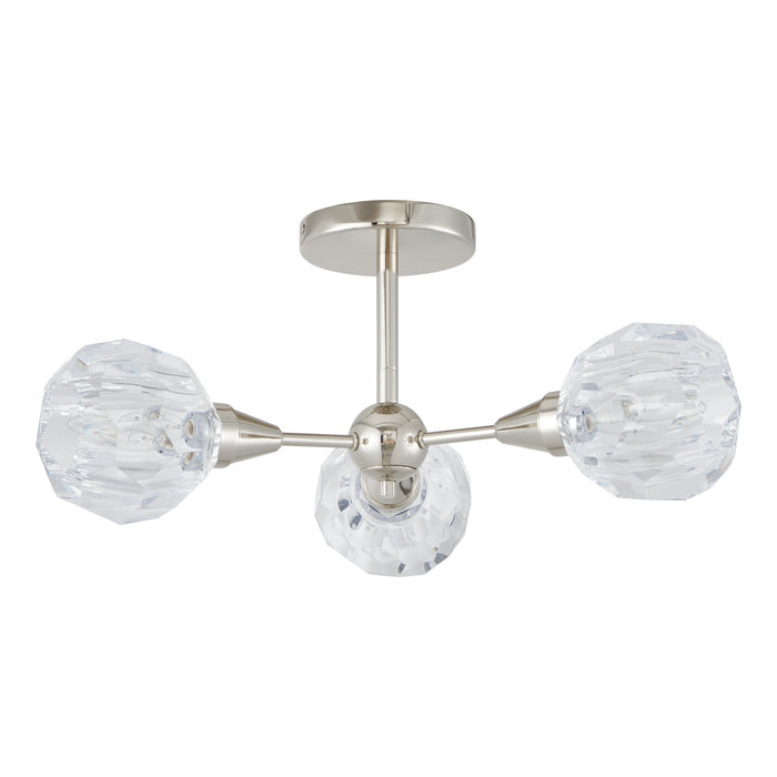 Helena 20-inch 3-light Polished Nickel Semi-Flush Mount with Clear Acrylic Shades