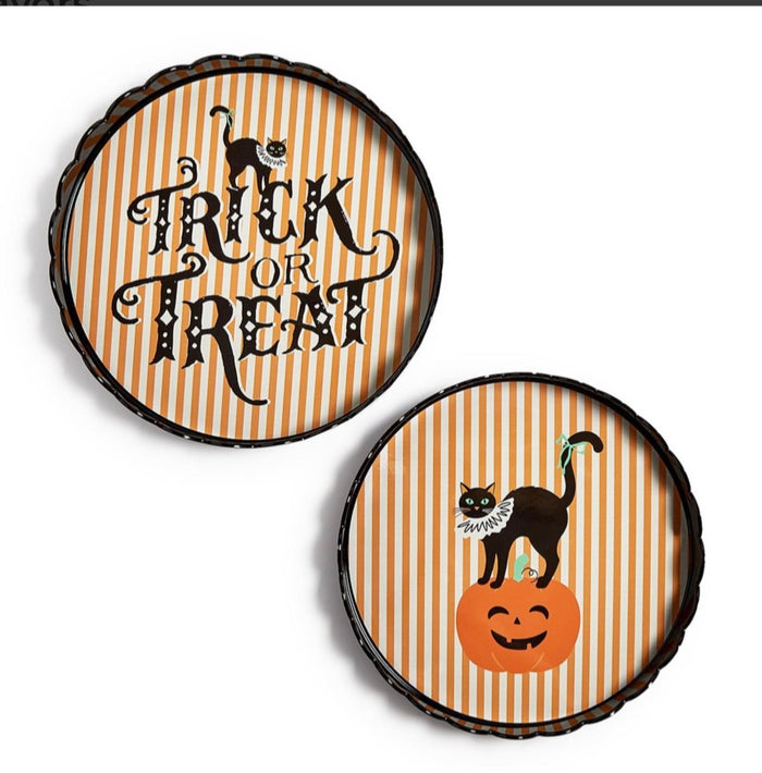 Hocus Pocus Round Scalloped Edge Decorative Trays