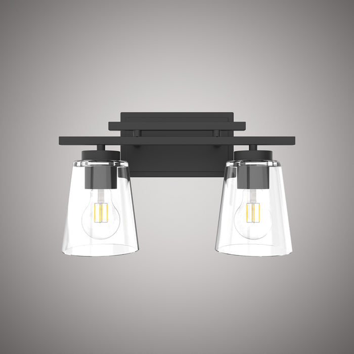2 Lights Iris 14-in Vanity Light Black  Dimmable 120W