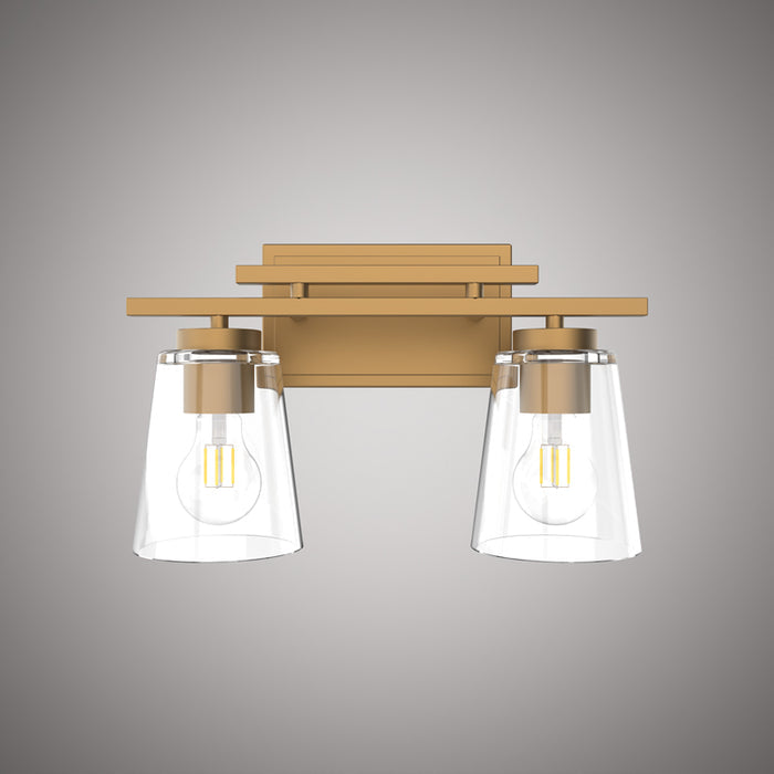 2 Lights Iris 14-in Vanity Light Brushed Brass  Dimmable 120W