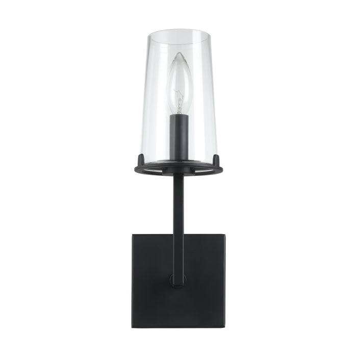 Jared 13-inch 1-light Matte Black Vanity Light with Clear Glass Shade