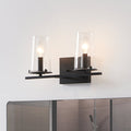 Jared 15-inch 2-light Matte Black Vanity Light with Clear Glass Shades