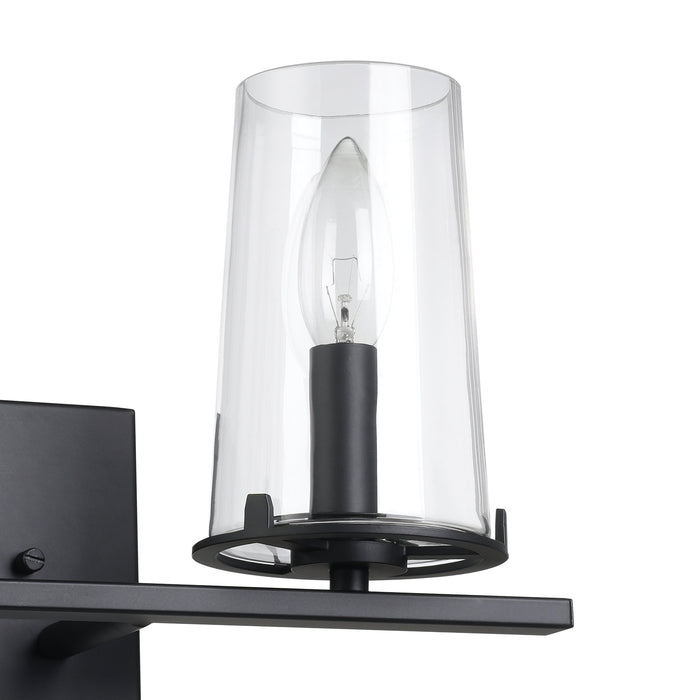 Jared 15-inch 2-light Matte Black Vanity Light with Clear Glass Shades