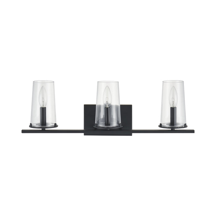 Jared 24-inch 3-light Matte Black Vanity Light with Clear Glass Shades