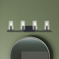 Jared 31-inch 4-light Matte Black Vanity Light with Clear Glass Shades