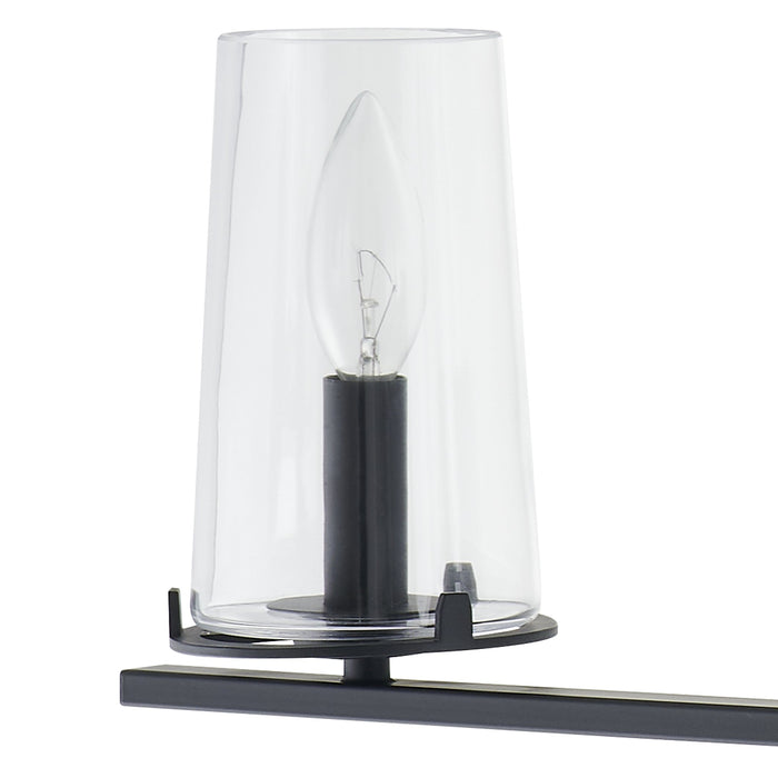 Jared 31-inch 4-light Matte Black Vanity Light with Clear Glass Shades