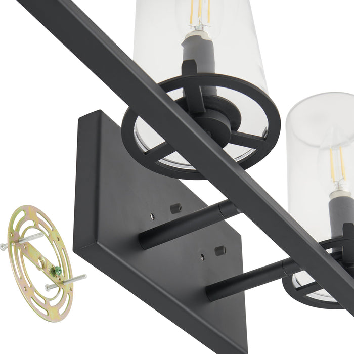 Jared 31-inch 4-light Matte Black Vanity Light with Clear Glass Shades