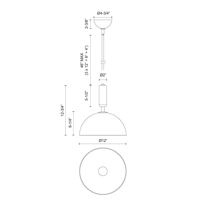 Jude 12-in Steel Pendant