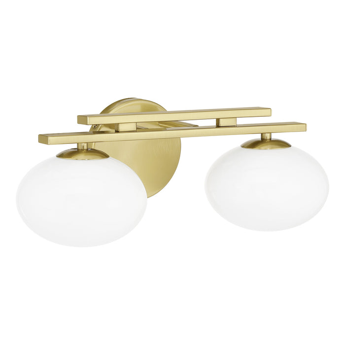 Julep 16-inch 2-light Brushed Gold Vanity Light with Opal Glass Shades