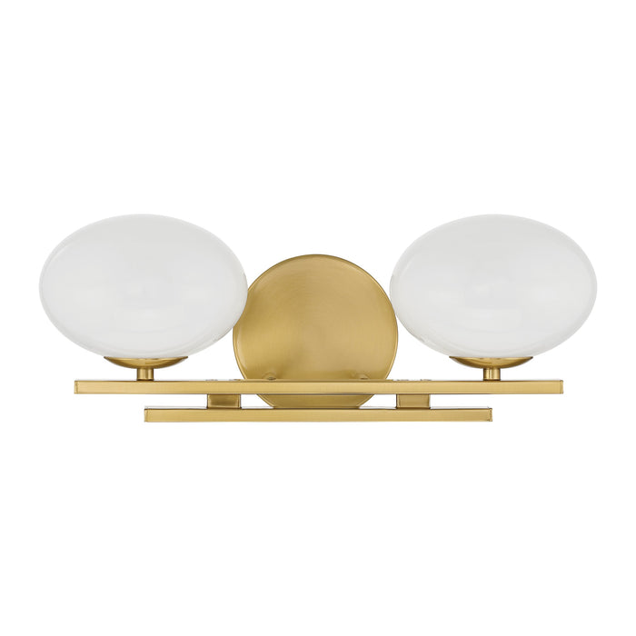 Julep 16-inch 2-light Brushed Gold Vanity Light with Opal Glass Shades